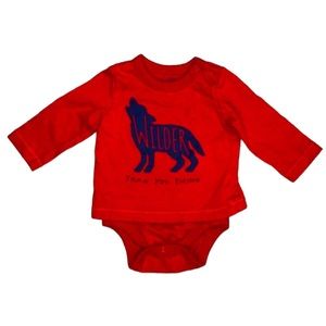 GAP Body Double Bodysuit Wolf ‘Wilder Than You Think’ 3-6 Months Red